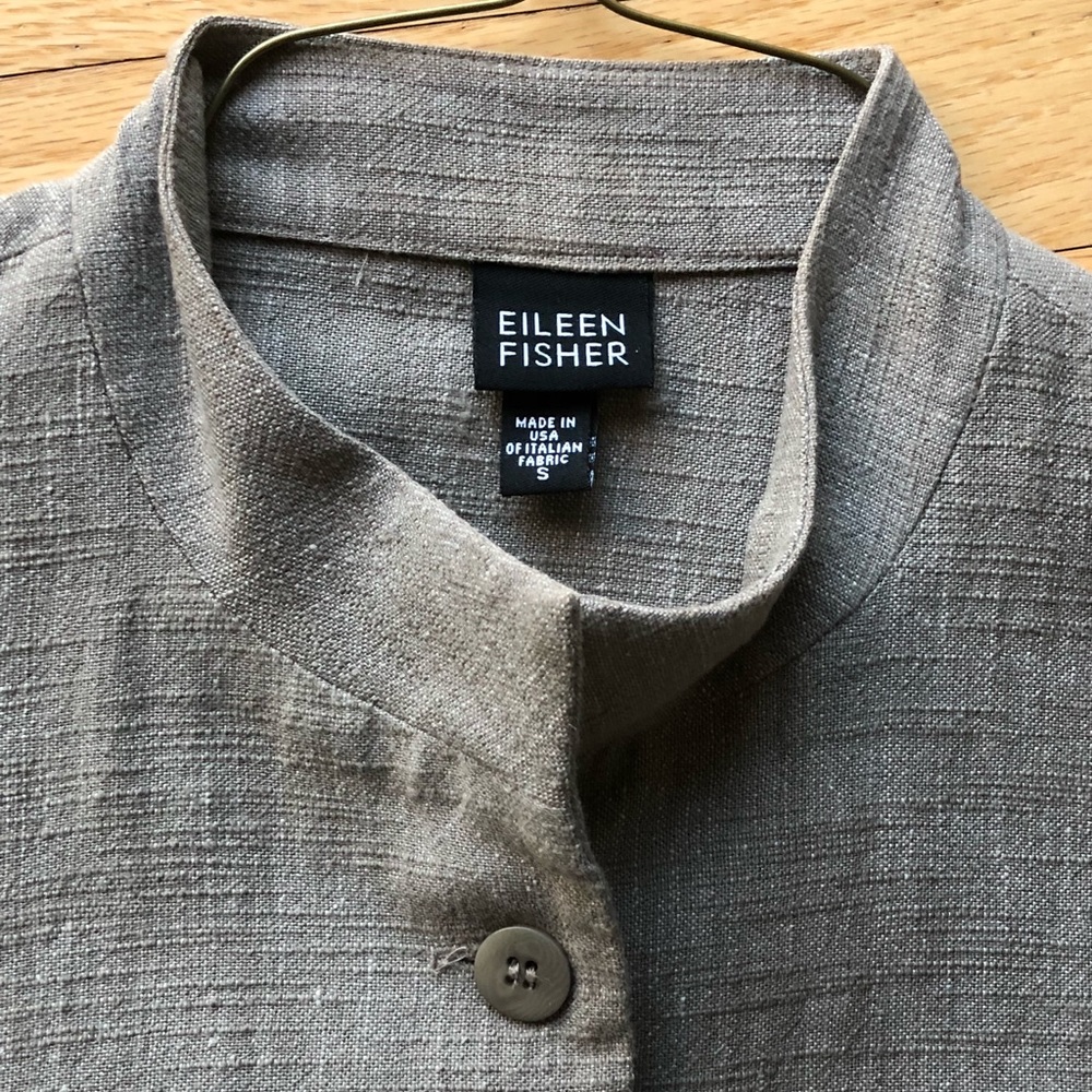 Eileen Fisher Cotton Linen Blend Olive Work Jacket
